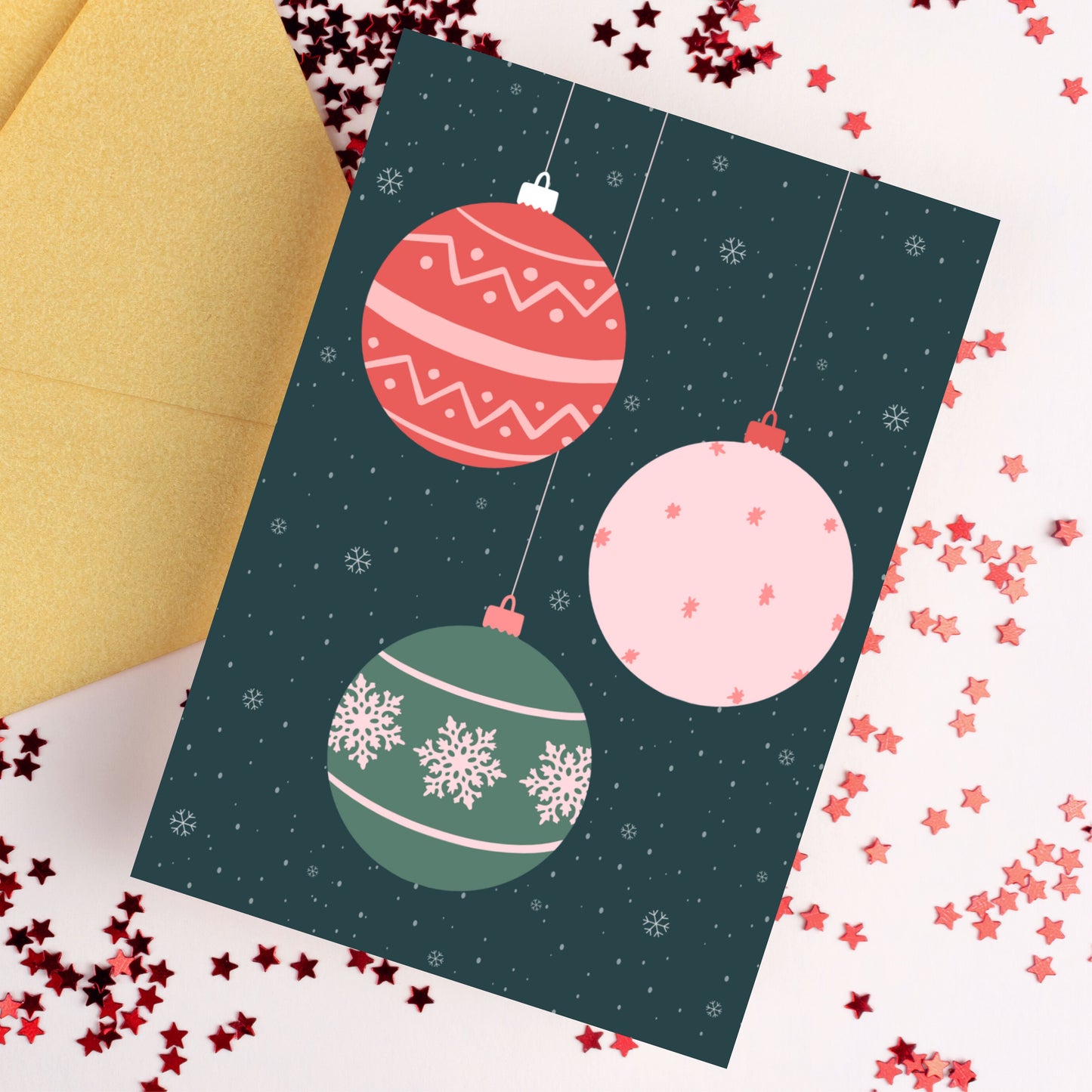 Baubles Christmas Card