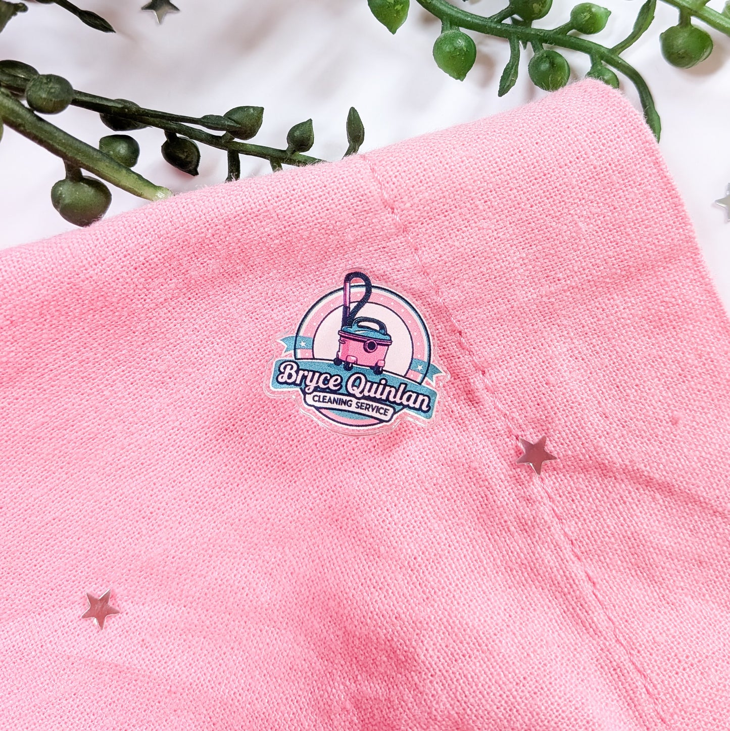Bryce Quinlan Cleaning Service Acrylic Pin Badge
