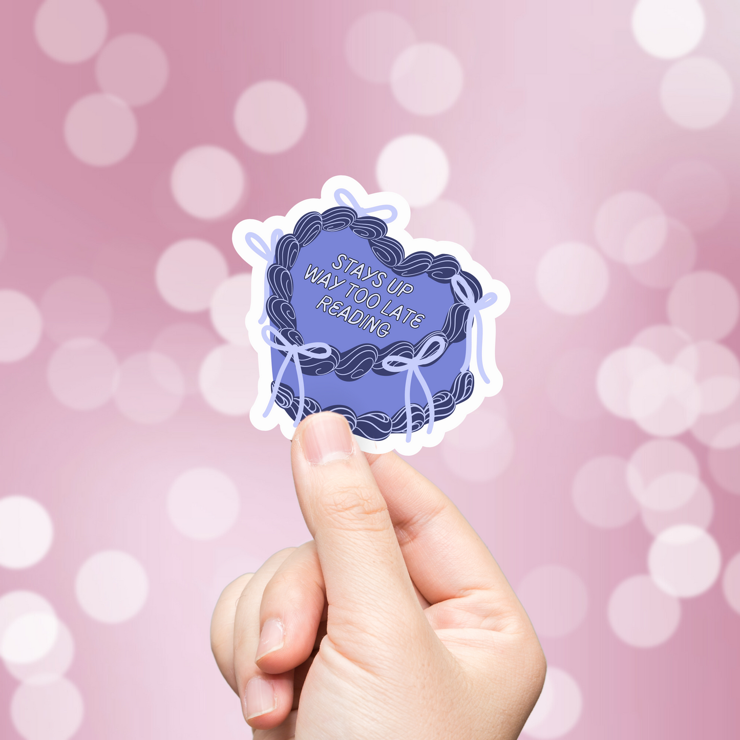 Stays Up Way Too Late Reading Cake Sticker