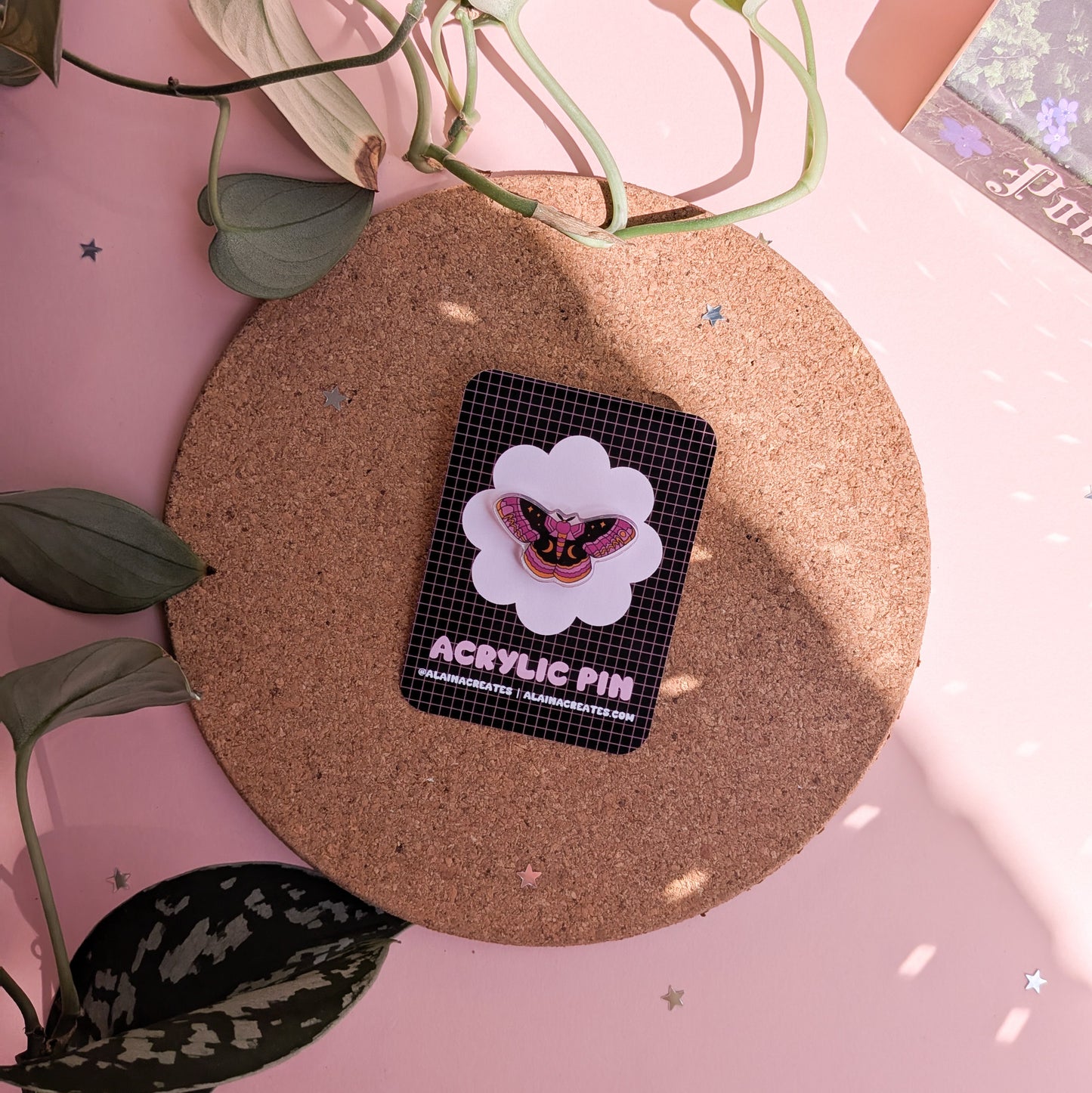 Witchy Moth Acrylic Pin Badge