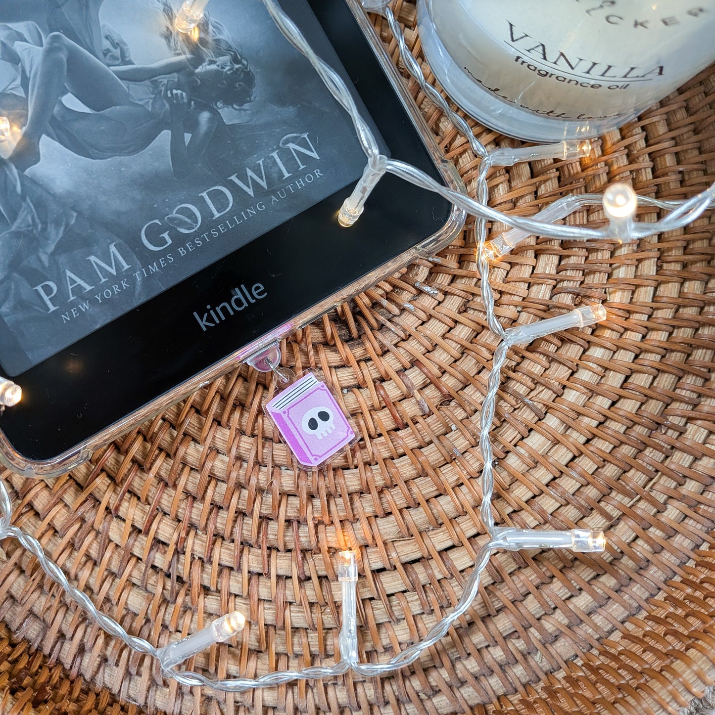 Cute Skull Book Kindle Charm