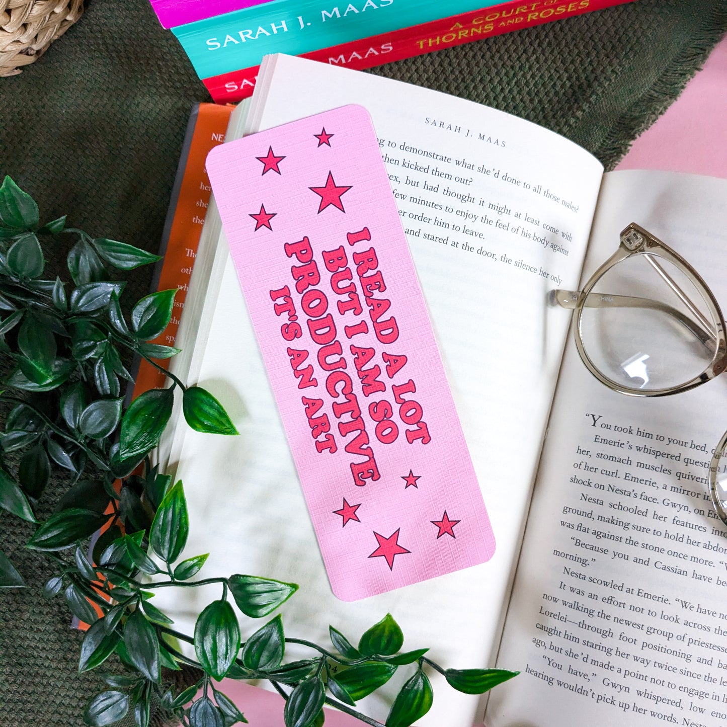 I Read A Lot But I Am So Productive Linen Bookmark