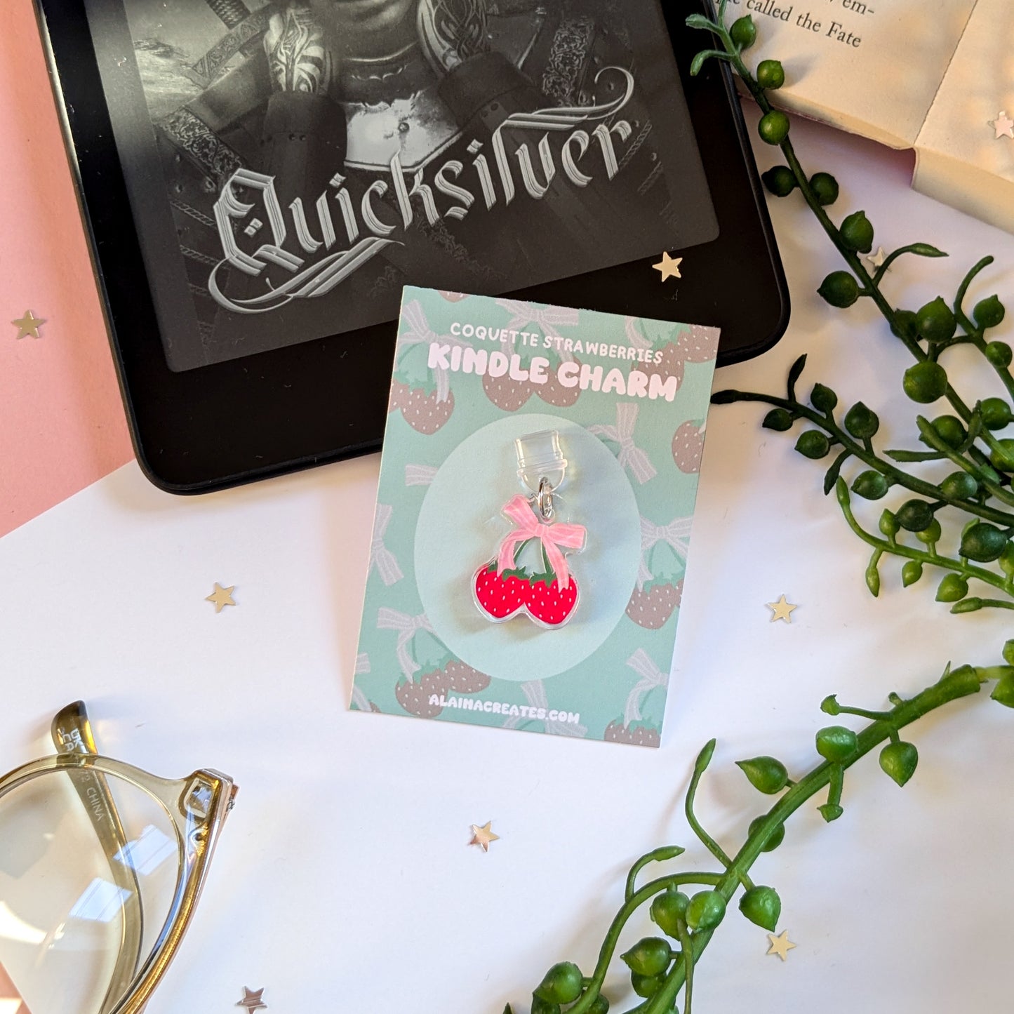 Coquette Strawberry Bow Kindle Charm