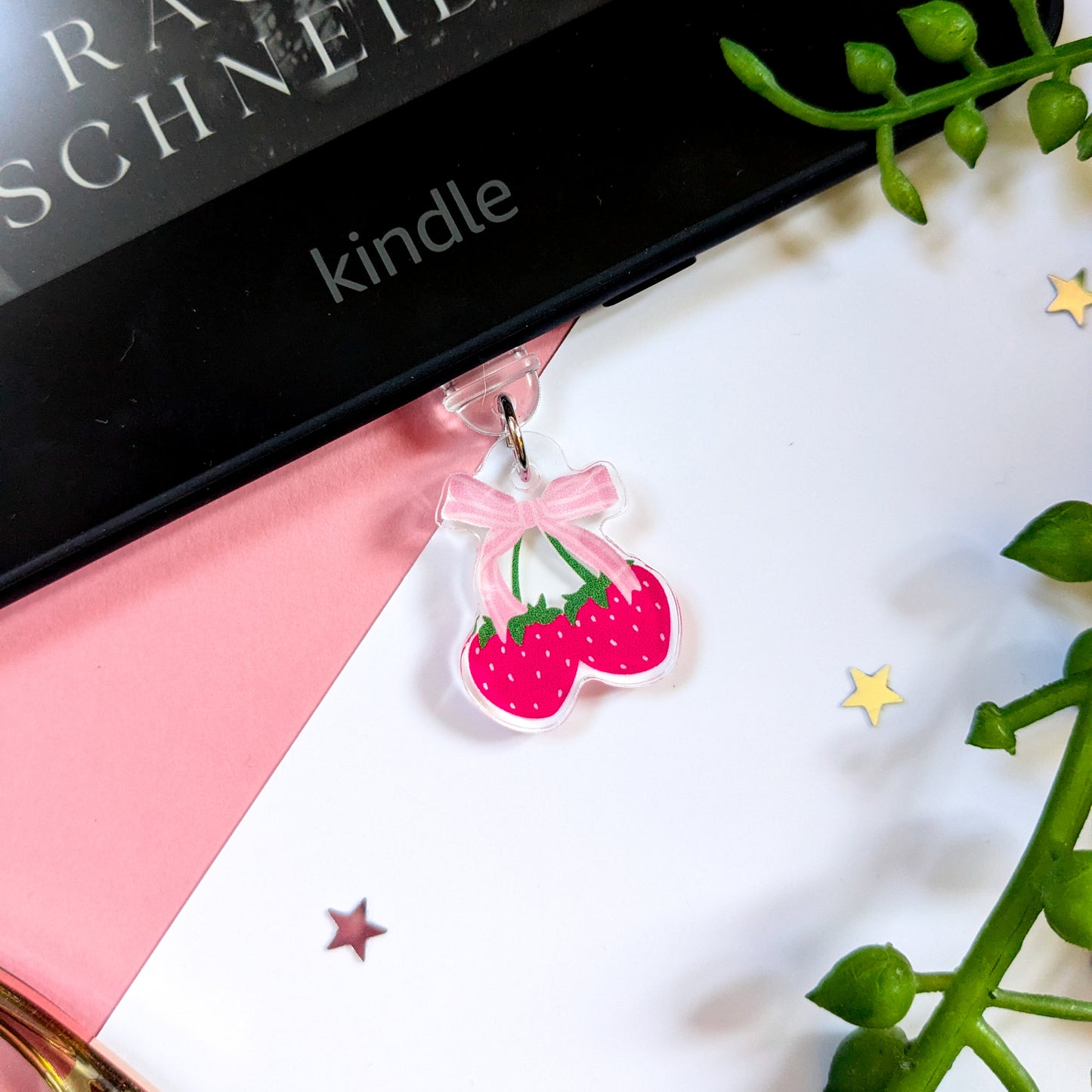 Coquette Strawberry Bow Kindle Charm