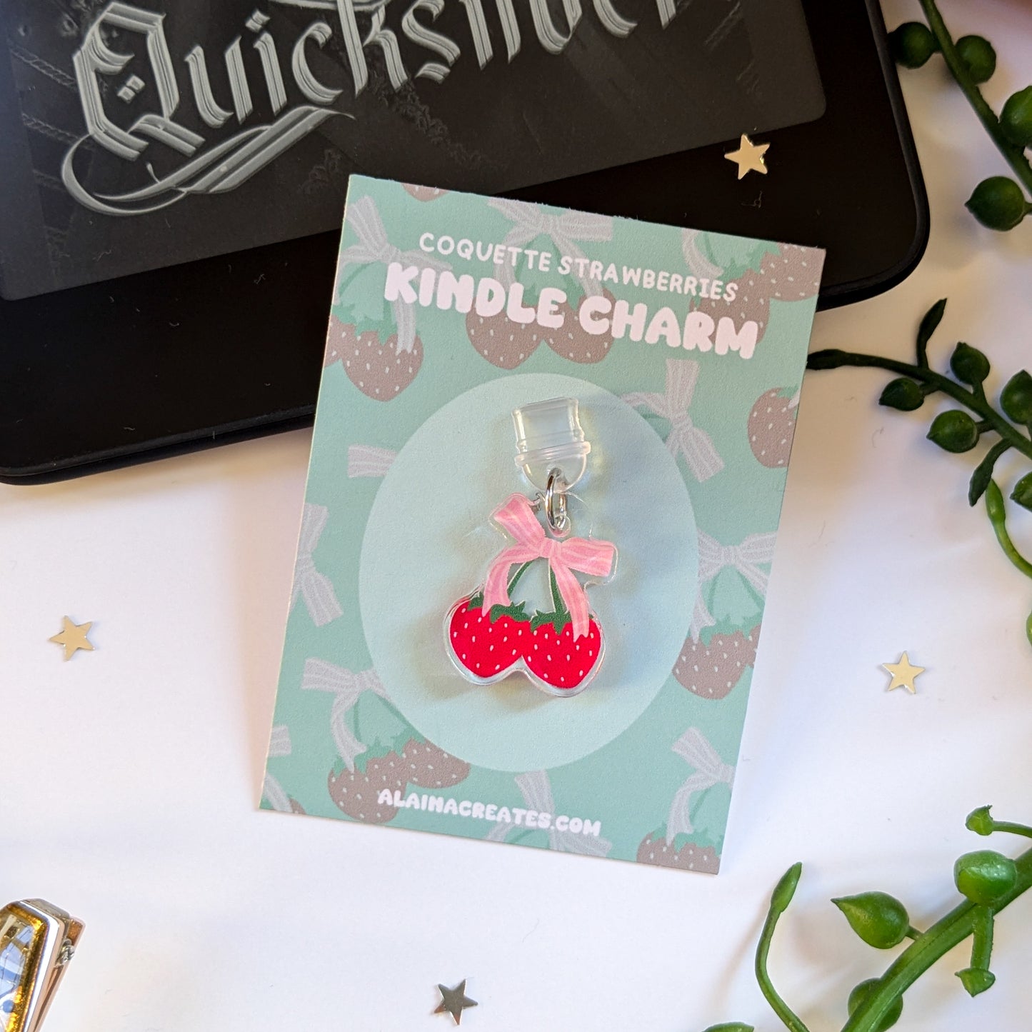 Coquette Strawberry Bow Kindle Charm