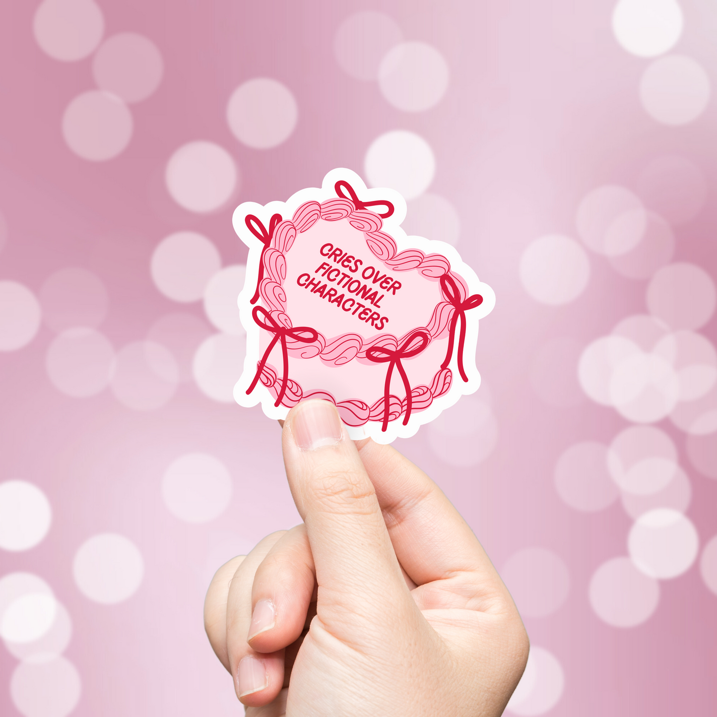 Cries Over Fictional Characters Cake Sticker