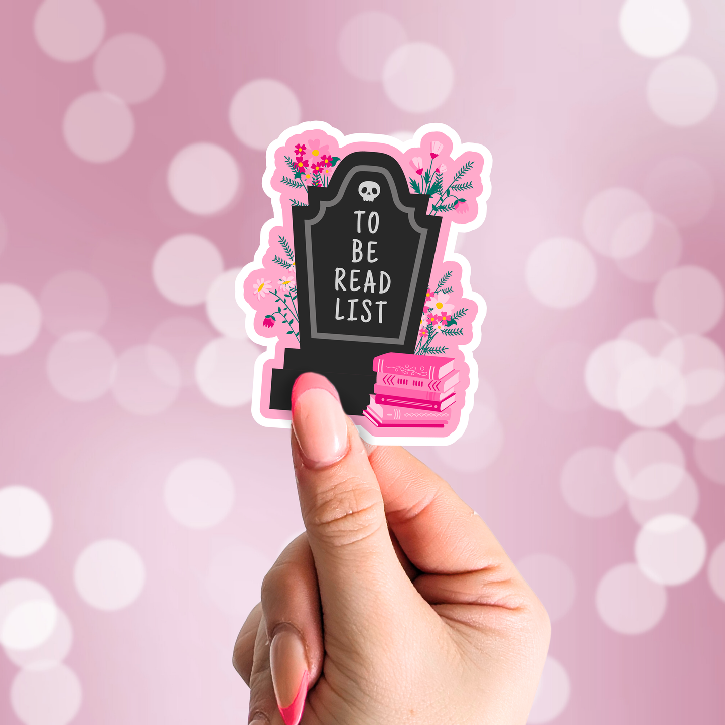 To Be Read List Gravestone Vinyl Sticker