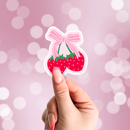 Coquette Strawberries Vinyl Sticker