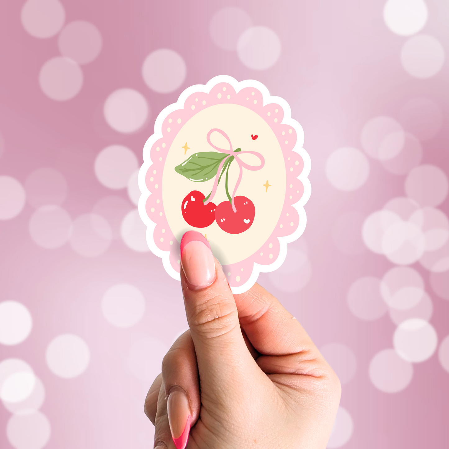 Coquette Cherries Vinyl Sticker