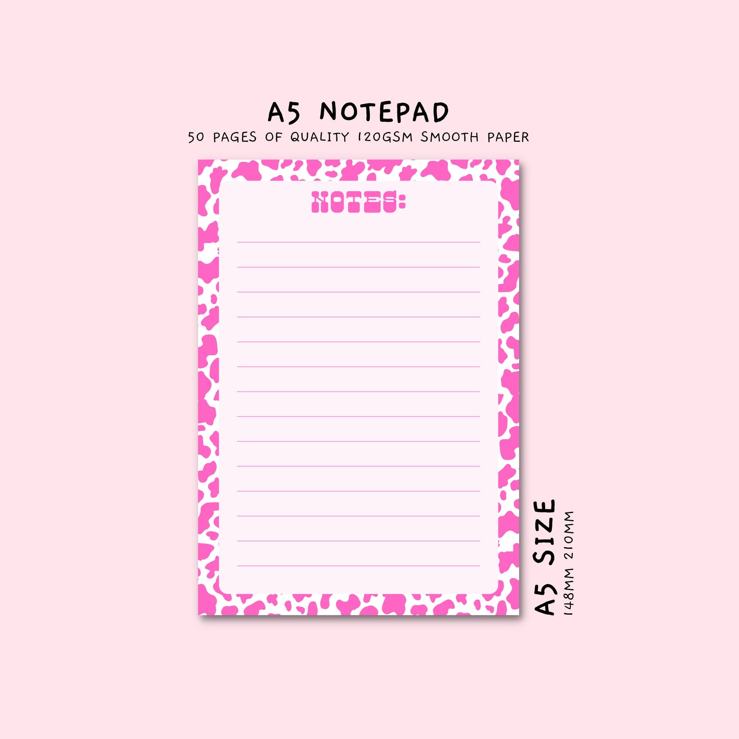 Pink Cow Print Notepad