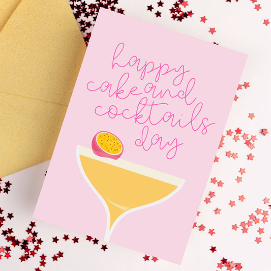 Happy Cake and Cocktails Day Birthday Card