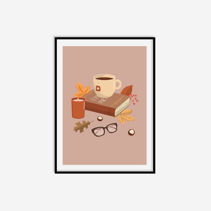 Autumnal Books And Coffee Print