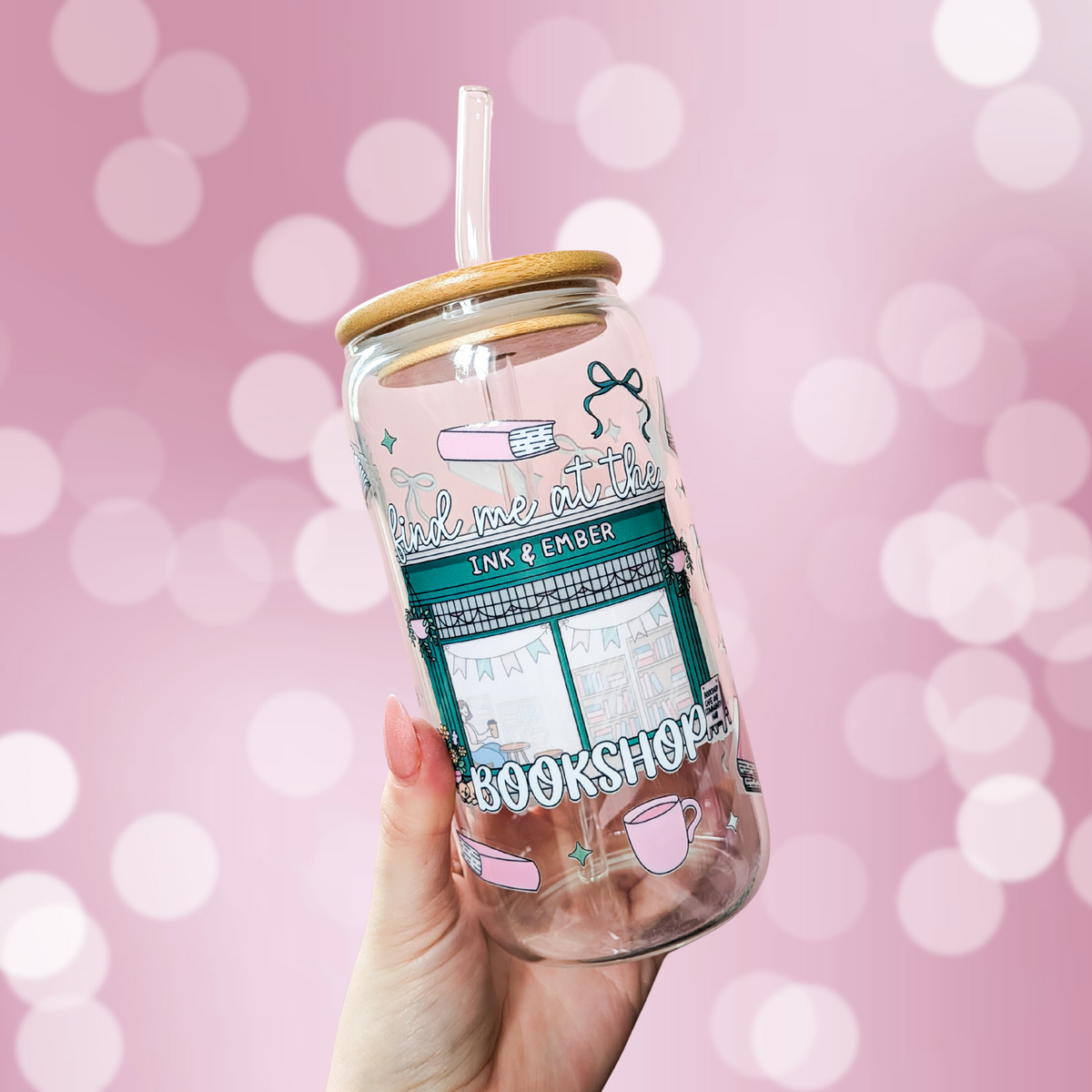 Find Me At The Bookshop Glass Can Cup