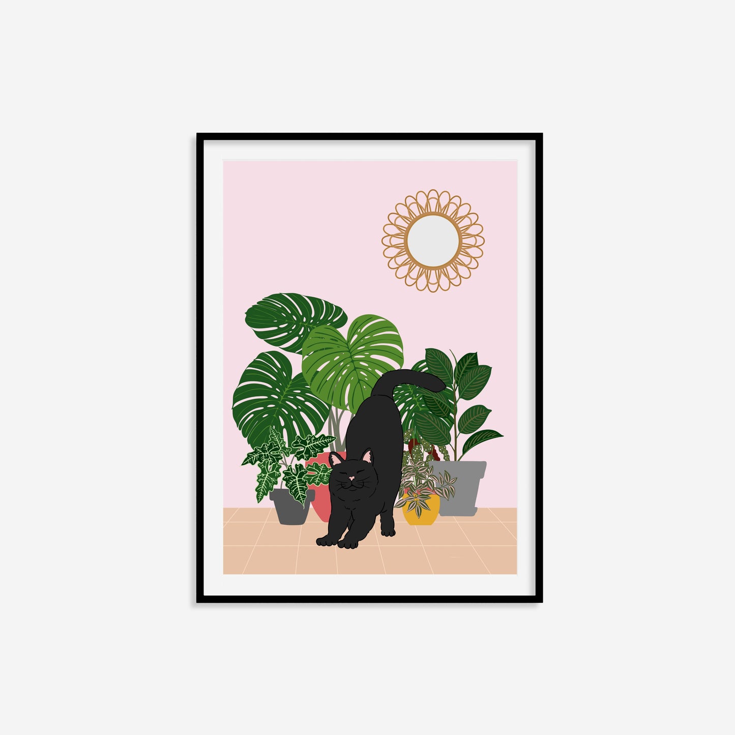 Eclectic Cat and Plants Print