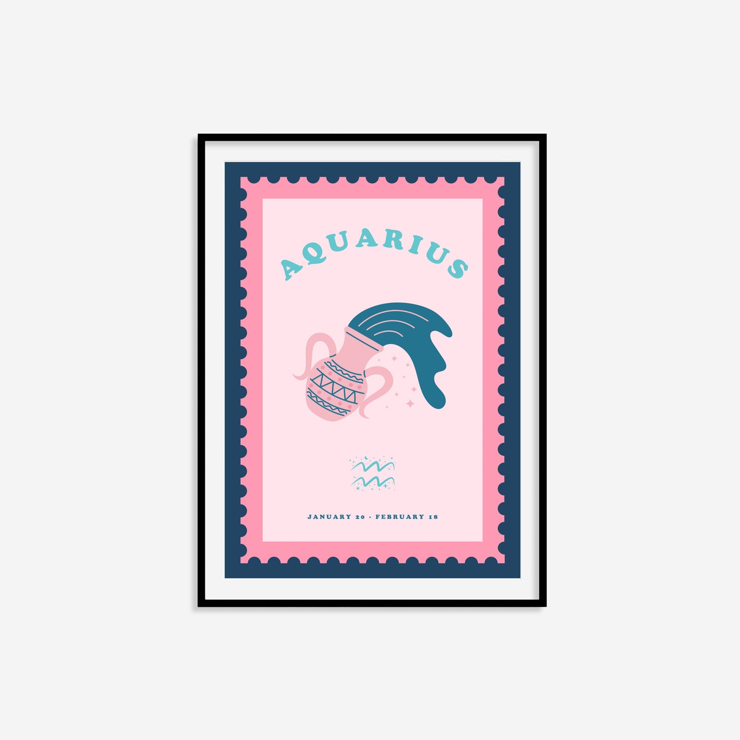 Cute Children's Aquarius Zodiac Print