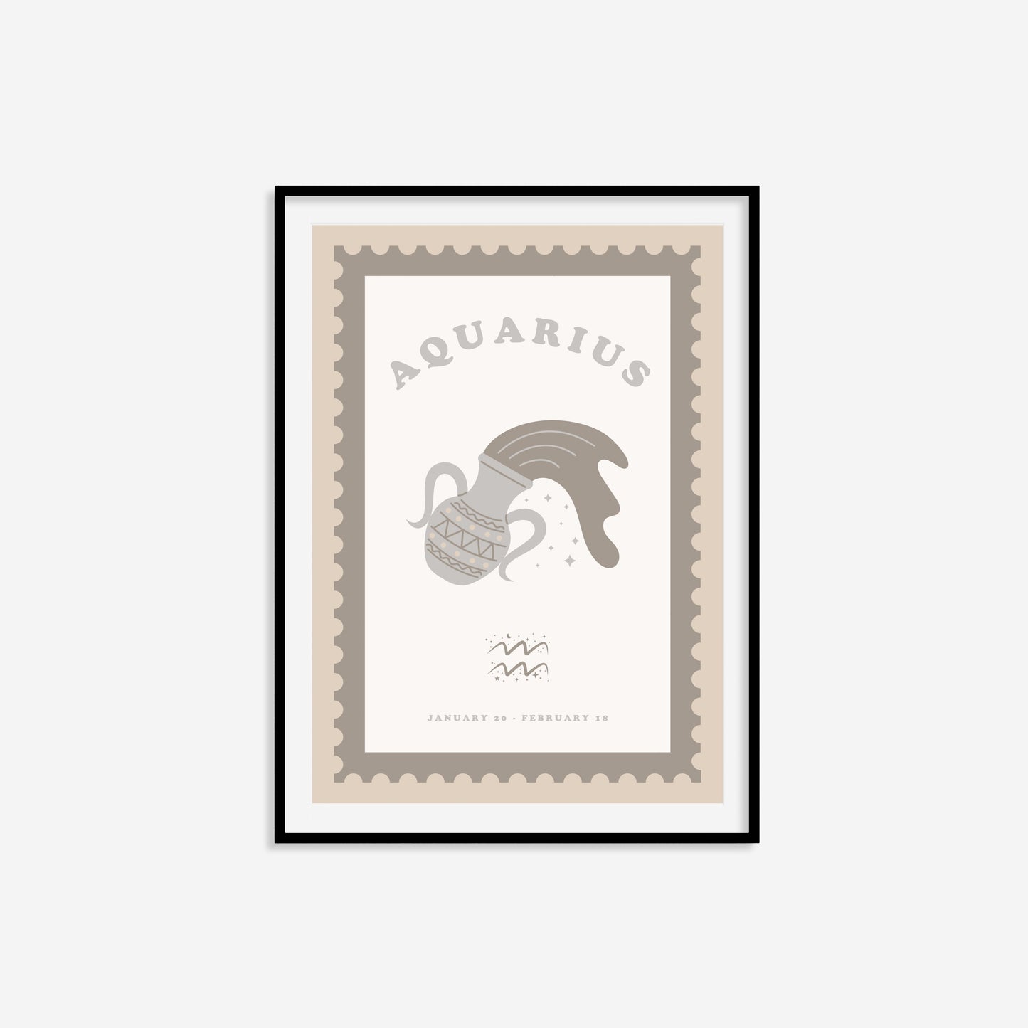 Cute Children's Aquarius Zodiac Print