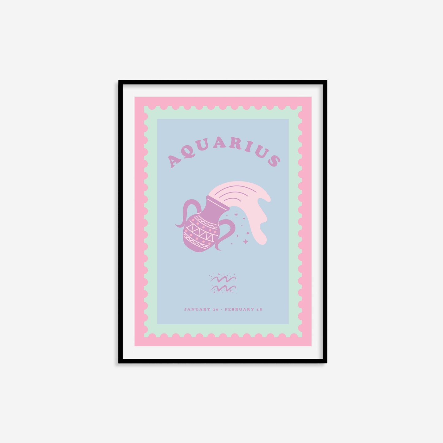 Cute Children's Aquarius Zodiac Print