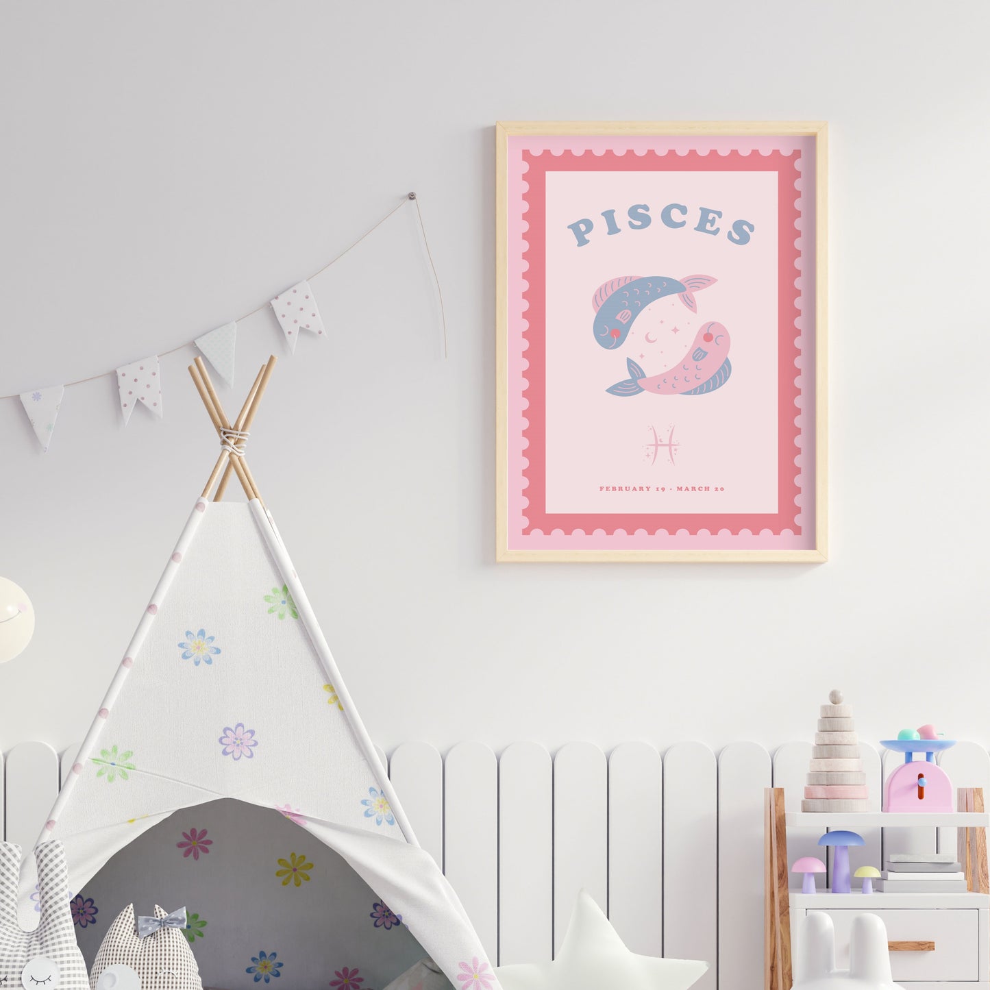 Cute Children's Pisces Zodiac Print