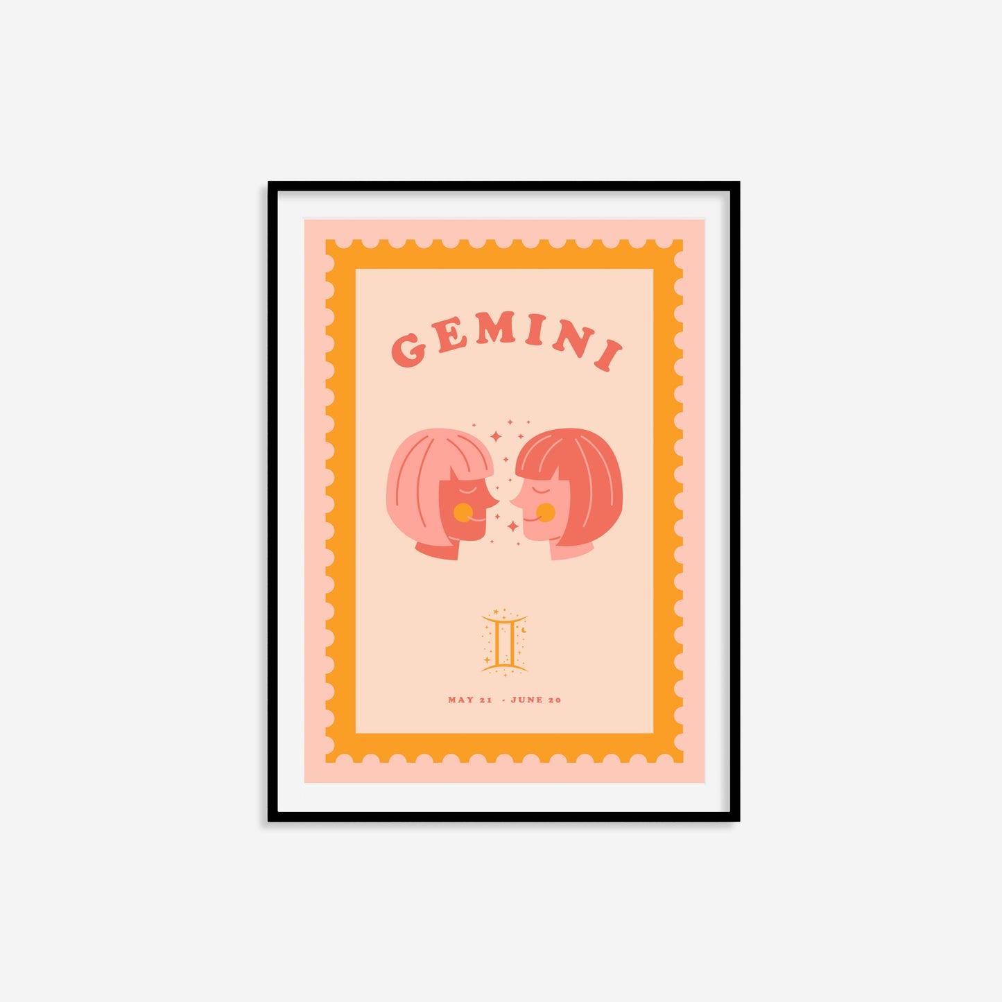 Cute Children's Gemini Zodiac Print