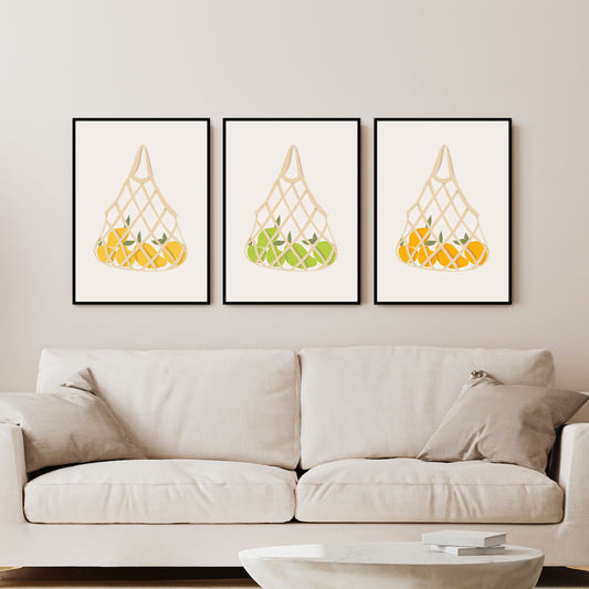 Set of 3 Fruit Baskets Prints