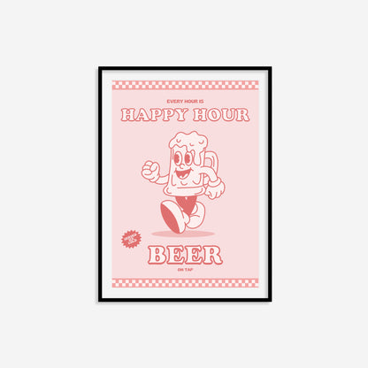 Retro Every Hour Is Happy Hour Beer On Tap Print