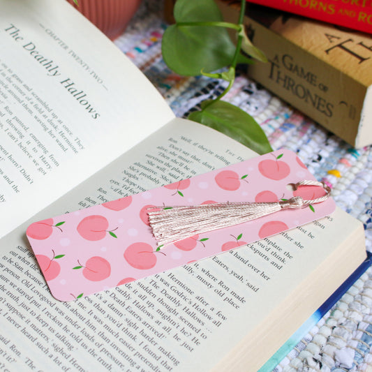 Peach Print Bookmark With Tassel