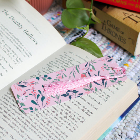 Floral Print Bookmark With Tassel
