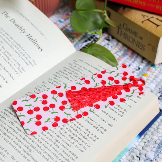 Cherry Print Bookmark With Tassel