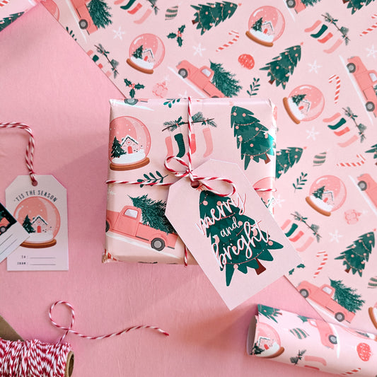 Pink and Teal Christmas Gift Wrap