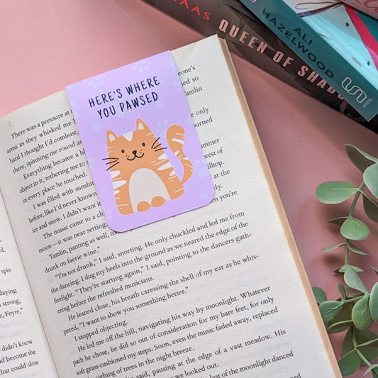 Here's Where You Pawsed Cat Magnetic Bookmark