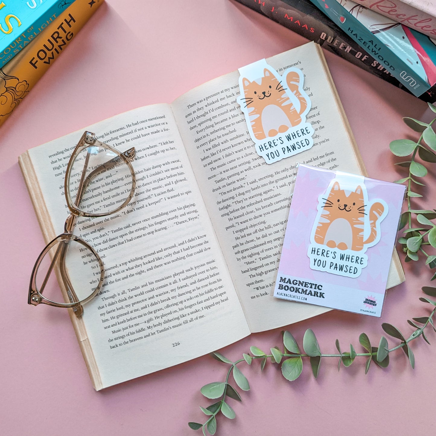 Here's Where You Pawsed Cat Magnetic Die-Cut Bookmark