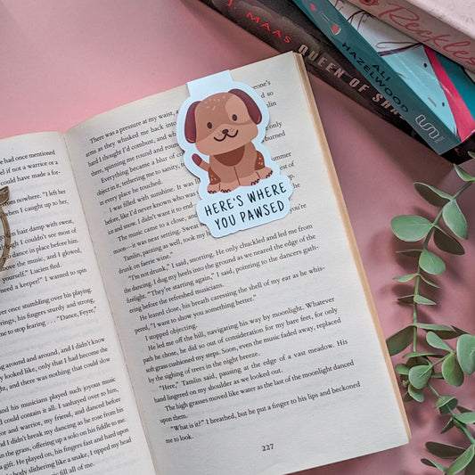 Here's Where You Pawsed Dog Die-Cut Magnetic Bookmark
