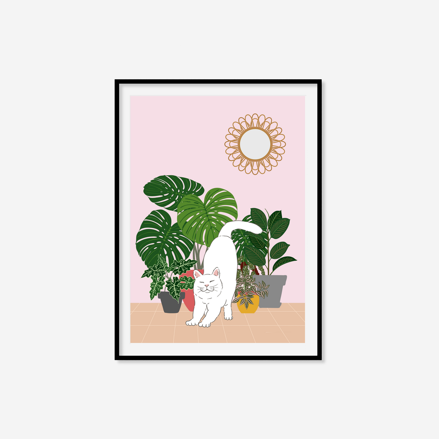 Eclectic Cat and Plants Print