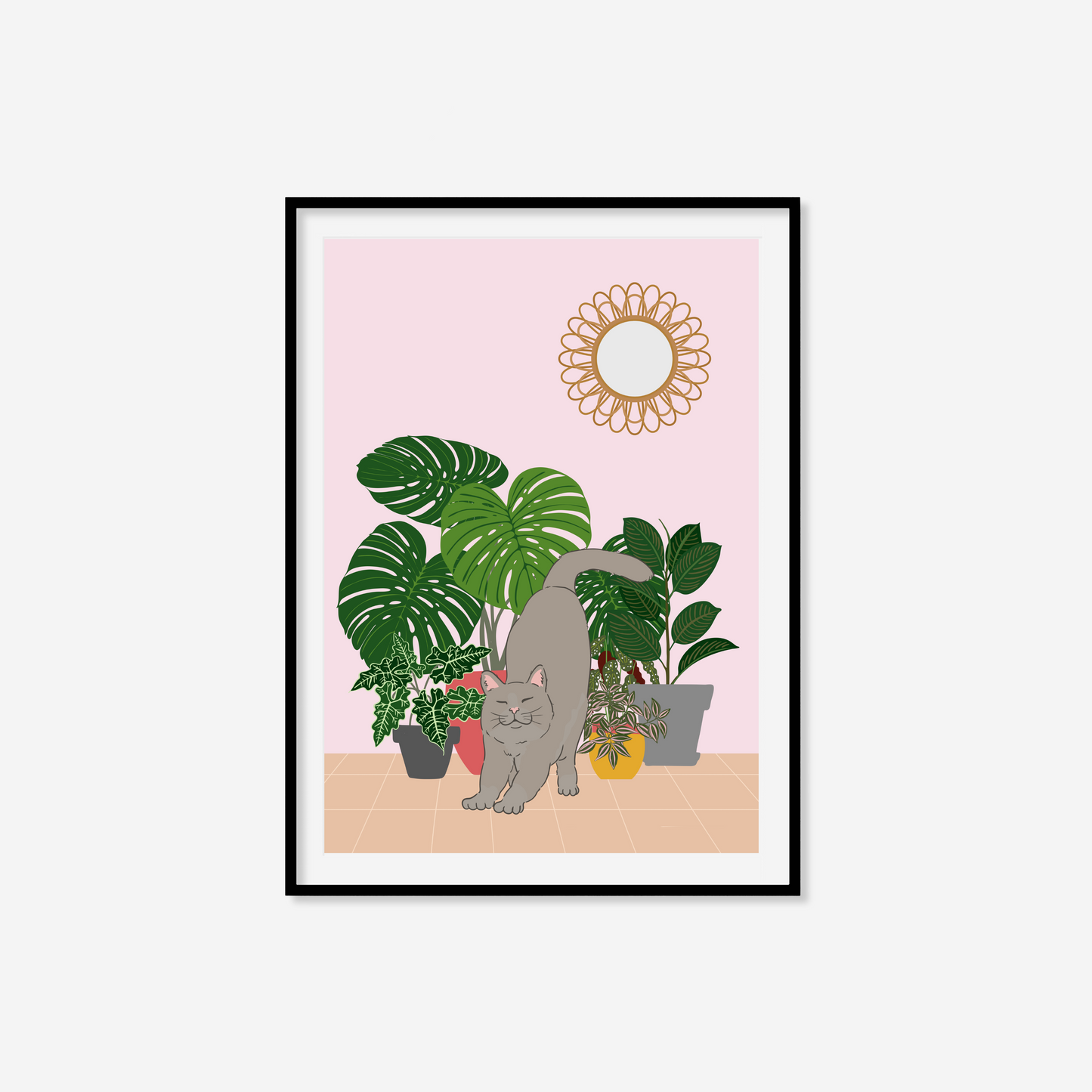 Eclectic Cat and Plants Print