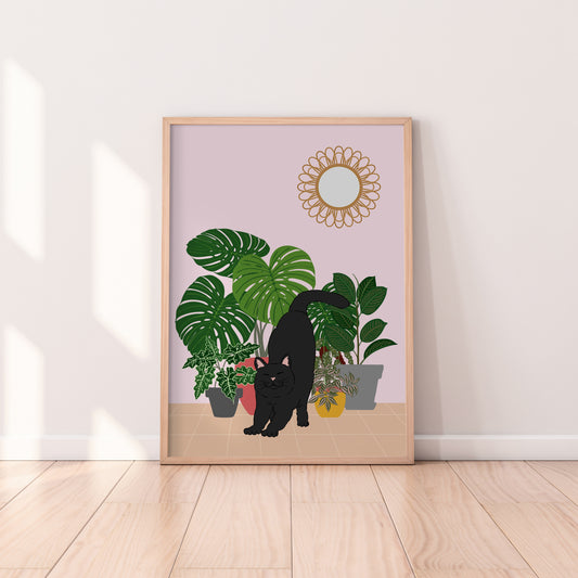 Eclectic Cat and Plants Print