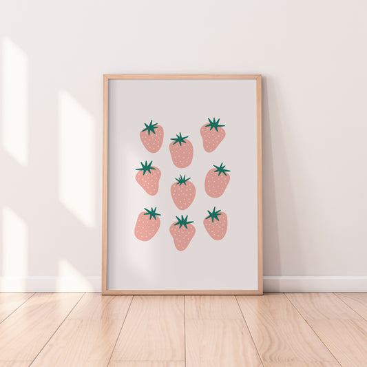 Retro Strawberries Print