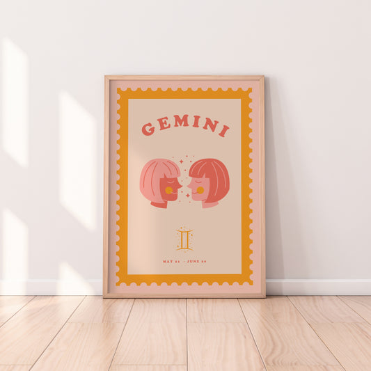Cute Children's Gemini Zodiac Print