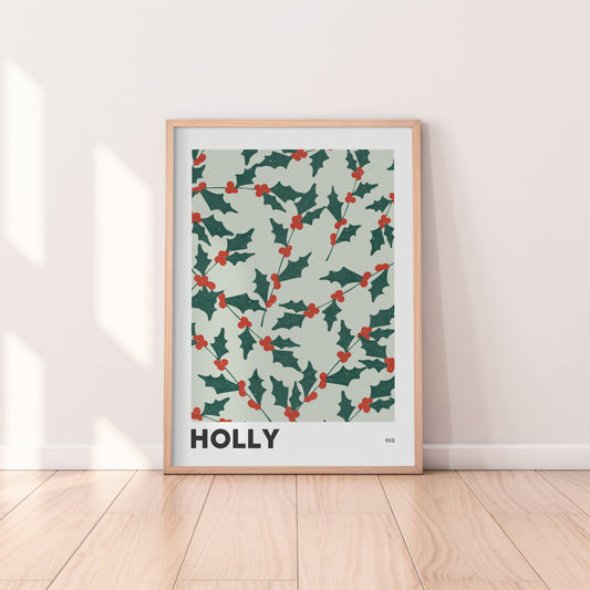 Holly December Birth Flower Print