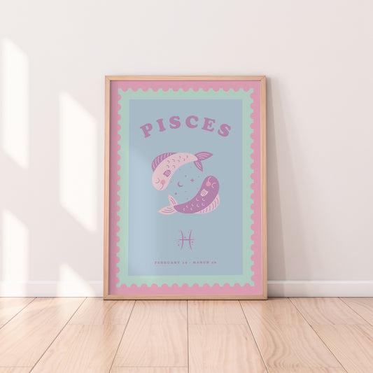 Cute Children's Pisces Zodiac Print