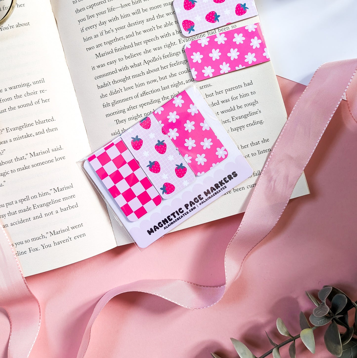 Cute Pink Magnetic Page Markers