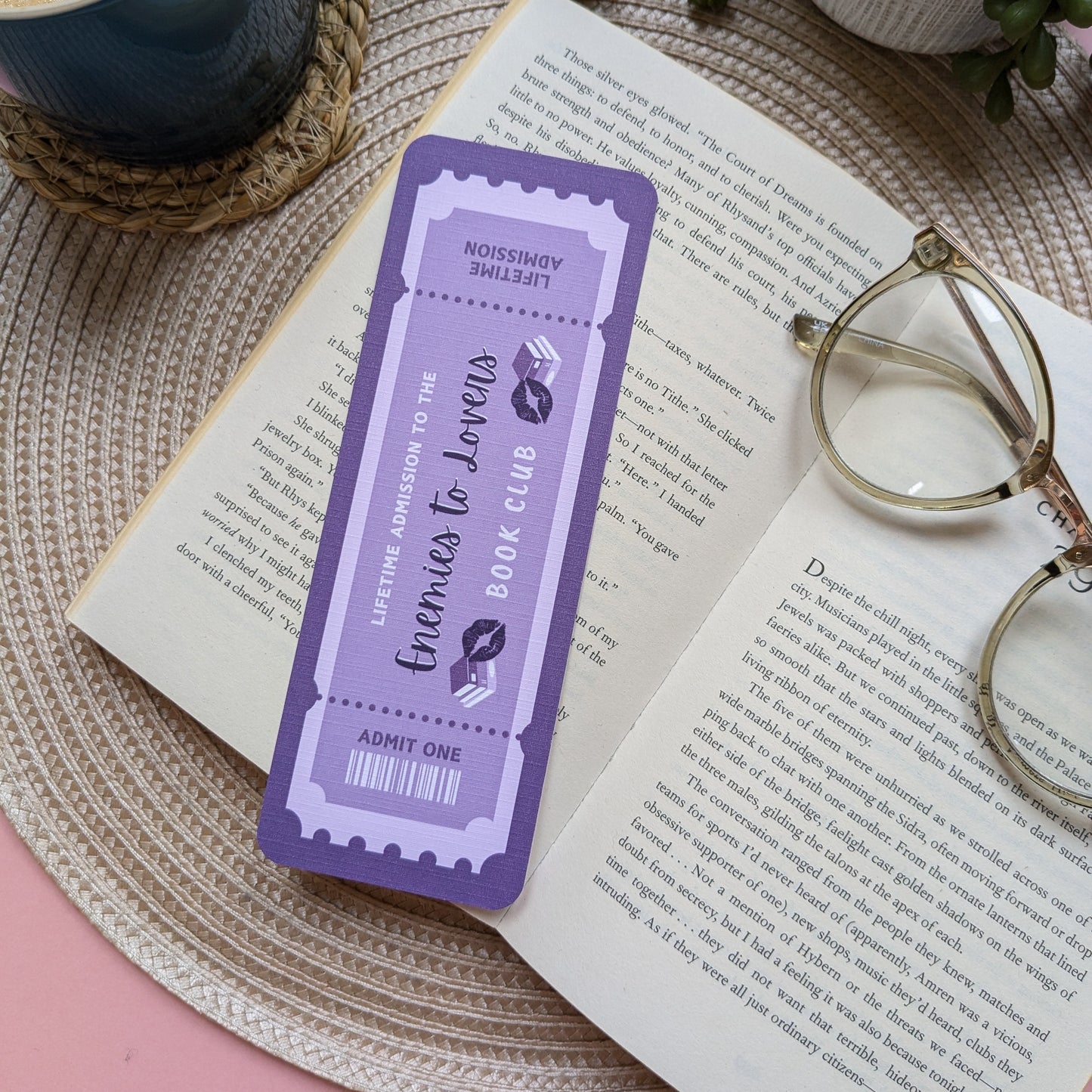 Enemies To Lovers Book Club Linen Card Bookmark