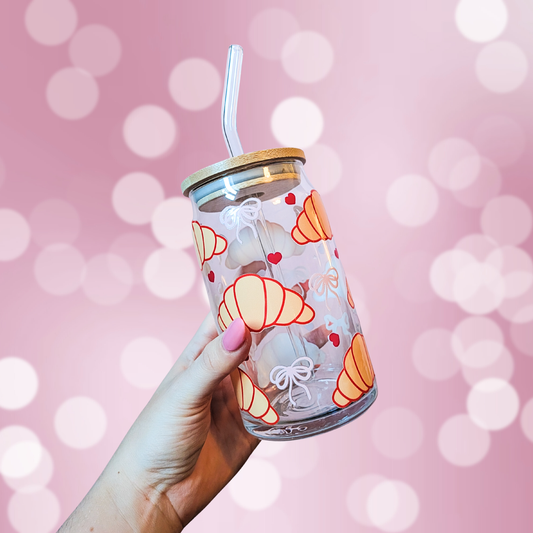 Coquette Croissants Glass Can Cup