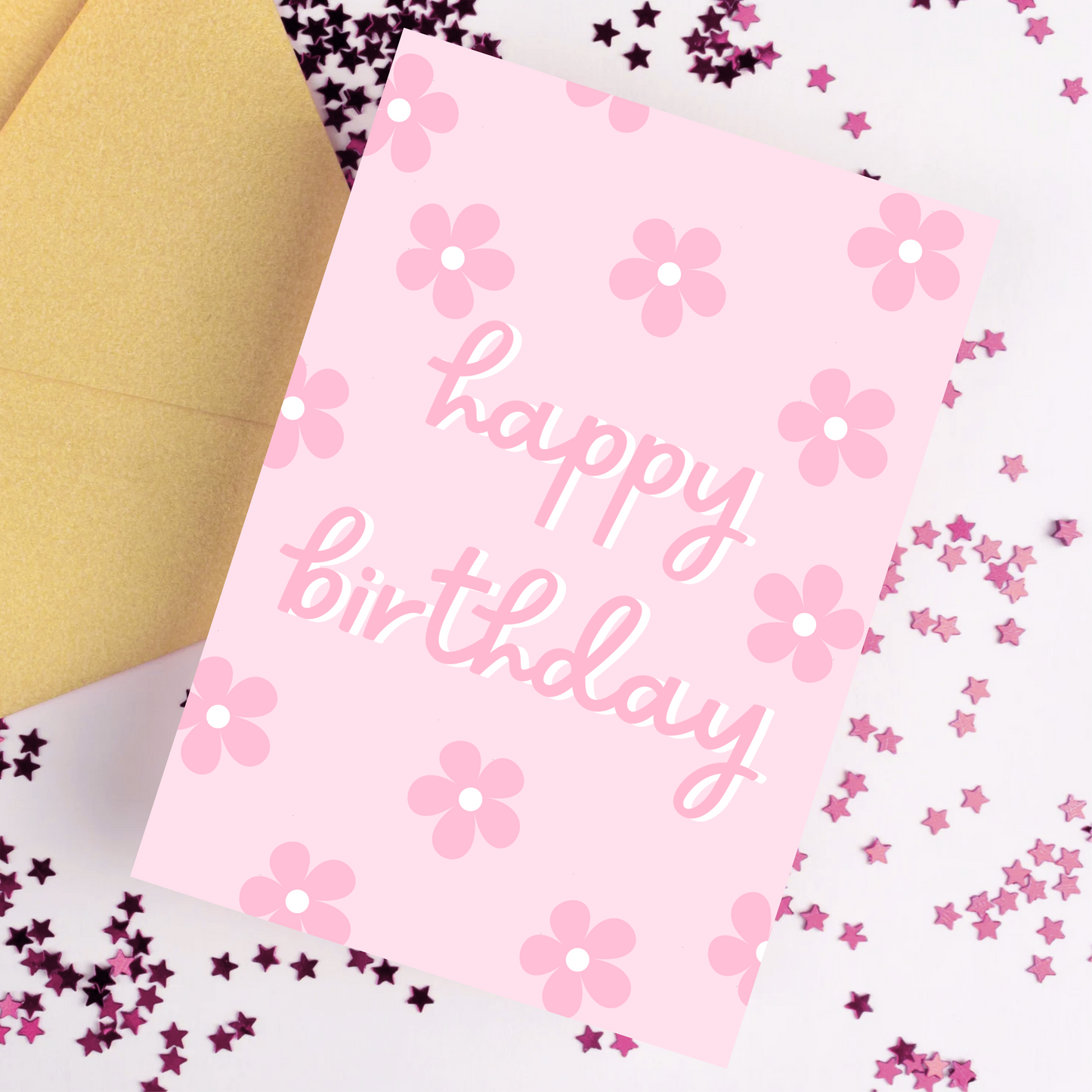 Pink Happy Birthday Card