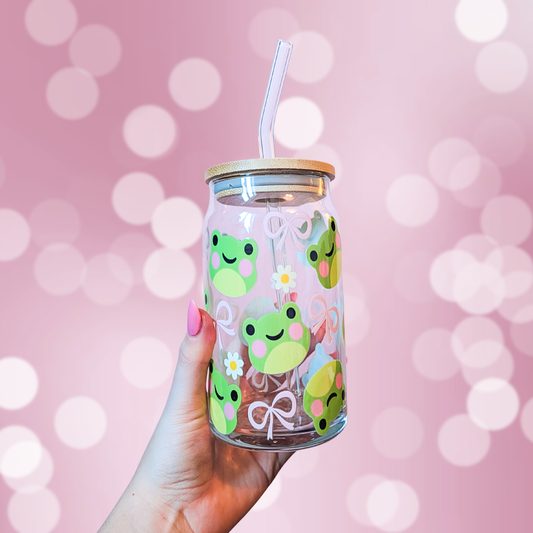 Cute Froggies Glass Can Cup