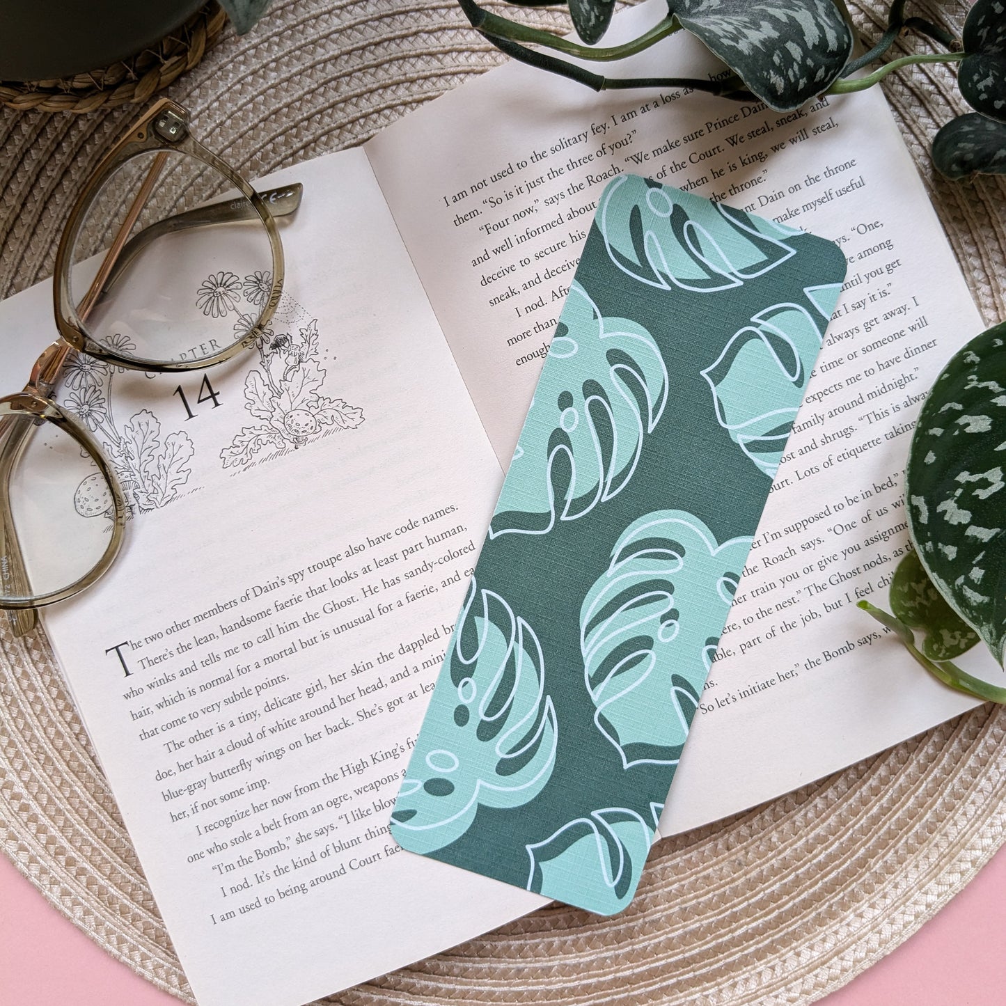 Monstera Leaf Linen Card Bookmark