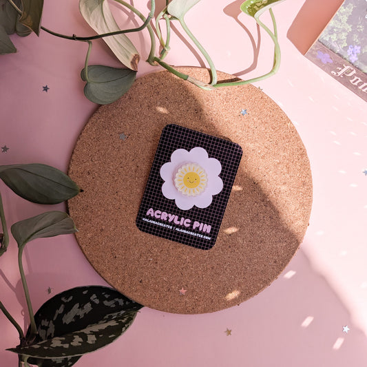 Smiley Sunshine Acrylic Pin Badge
