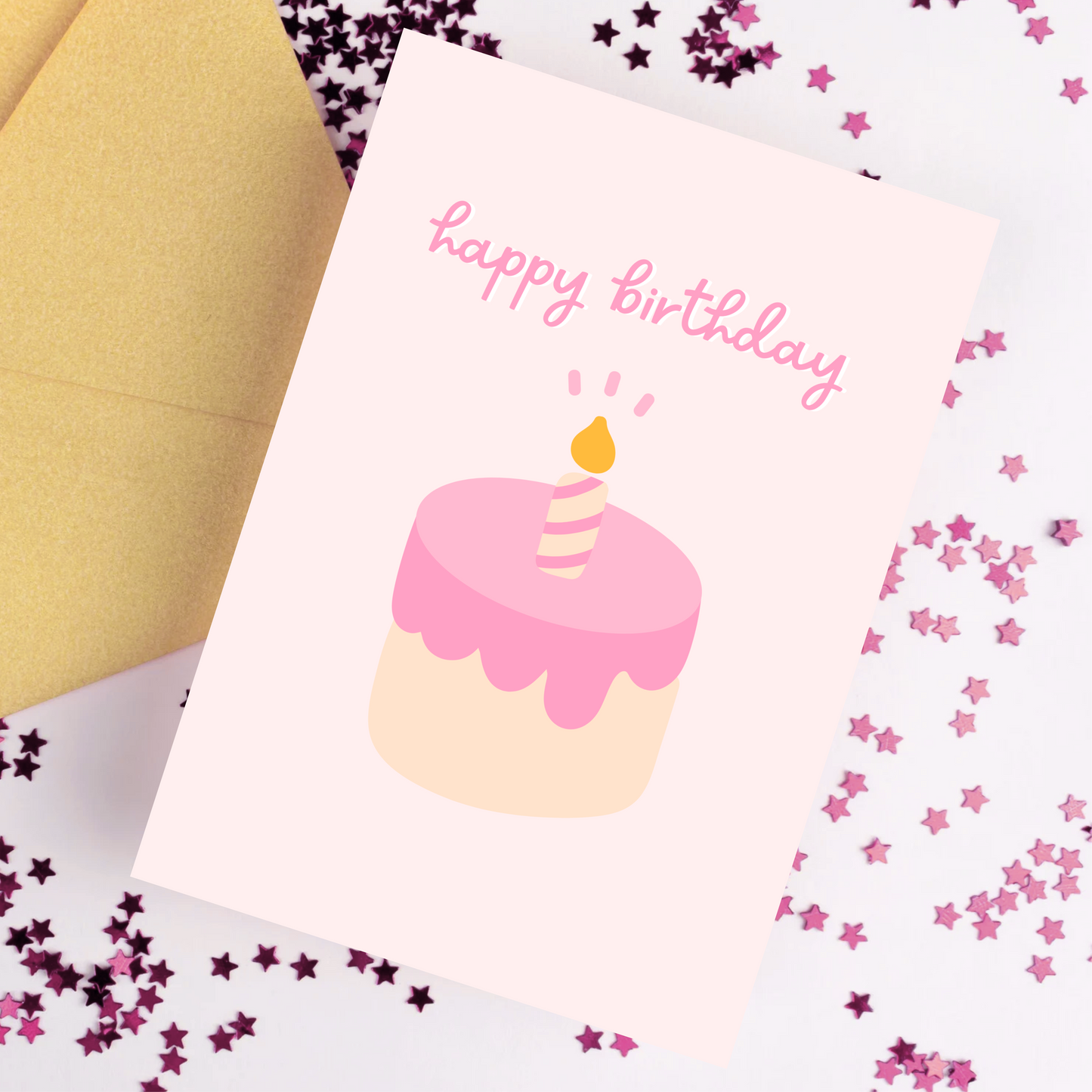 Pink Birthday Cake Card