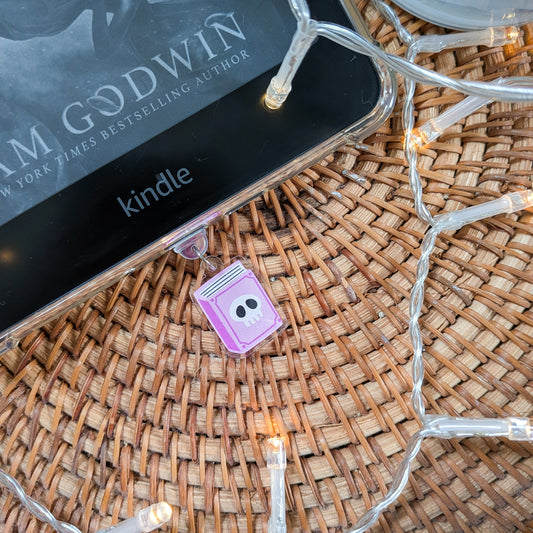 Cute Skull Book Kindle Charm