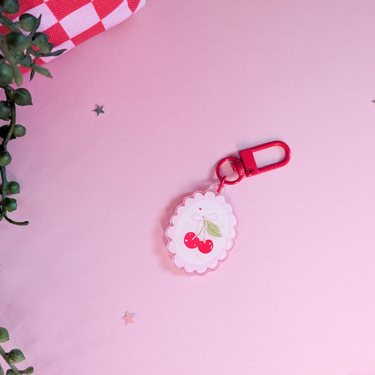 Coquette Strawberry Acrylic Keychain