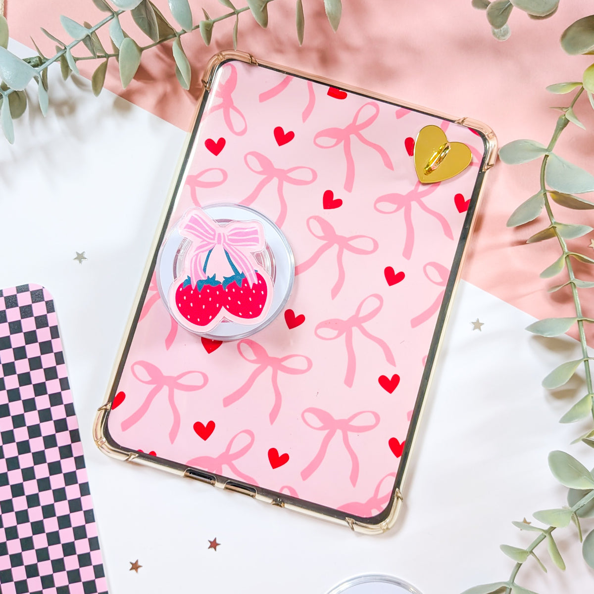 Cute Coquette Strawberries Magnetic Kindle/Phone Grip